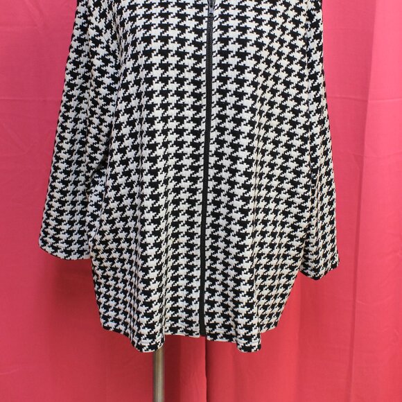#574B Jacque & Koko Black & White Houndstooth Zip-Up Dress Jacket Size 18/20 - Picture 2 of 10
